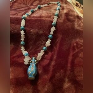 Blue and White Beaded Necklace